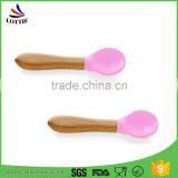 FDA Food Grade Safe Eco-friendly Baby Silicone Spoon With Wooden thumbnail-1