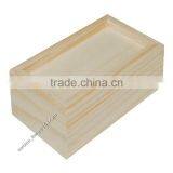 Unfinished Wooden Box With Raised Edges thumbnail-1