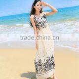 2016 Women Long Boho Maxi s Chiffon Floral Seaside Dress Summer Beach Dresses Wholesale thumbnail-2