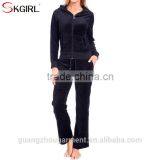 Women's Winter Plus Size Zip up Hooded Jogging Hoodie Sportwear Soft 2 Piece Velour Tracksuit Set for Ladies thumbnail-5