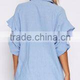 Latest Design Women Shirt Puff Sleeve Adult Ruffle Raglan Shirt thumbnail-5