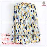 Garment Factory in Shenzhen Ladies' Loose Fit Printed Chinese Collar Casual Blouse Patterns thumbnail-1