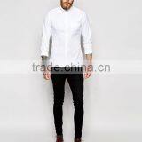 2016 Latest Design Long Sleeve Chest Pocket 98% Cotton 2% Elastane Soft Poplin Slim Fit Casual White Solid Mens Business Shirts thumbnail-4