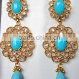 BLUE FEROZA Gold Plated DANGLER Earrings thumbnail-2