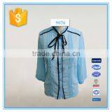 New Model Dri Fit Chiffon Blouse Sky Blue Color Long Sleeve Shirts Wholesale