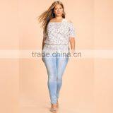 Allover 7xl Plus Size Fat Women's Clothing off Shoulder Floral Blouse thumbnail-4