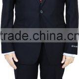 NAAMS MEN'S WOOL 2 BUTTON 2 VENT SLIM FIT SUIT JACKET FLAT FRONT PANT NAVY HERRINGBONE thumbnail-1