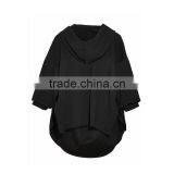 Black Drop Shoulder Split Side Paneled Hoodie for Ladies thumbnail-2
