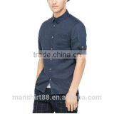 2017 CUSTOM ONE POCKET LINEN CASUAL MEN SHIRT thumbnail-1