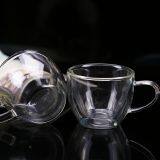 Best Sall Pure Hand Made Small Double Walled Cappuccino Coffee Glass Cup Glass Chocolate &Tea Cup With Saucer thumbnail-2