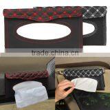Car Sun Visor Tissue Paper Box Case Auto Interior Decoration Accessories Holder Napkin Clip PU Leather