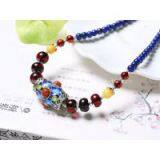 Neffly Jewelry Natural Lapis Lazuli Necklace 4 Mm, Slightly Less White Gold, Inlaid With S925 Silver Bluing Southern Red With Blood Amber Beads Disc. thumbnail-2