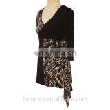 Latest Fashion Blouse Design High Neck Geometric Printed Patchwork Tunic Top thumbnail-6