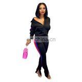 LAITE SET2083 2020 Hot Sales High Quality Cotton Patchwork Zipper-up 2 Piece Set Women Clothing Two Piece Pants Set thumbnail-5