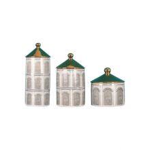 Roman Church Chinese Modern Simple Grey Ceramic Vase With Green Lid For Showroom Decor thumbnail-5