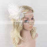 New Fashion Ladies Wedding Party Design Feather Pearl Headband Bridal Headpiece thumbnail-4