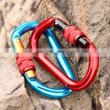 JRSGS Wholesale High Strength 25kN Aluminum Alloy O-Shape Screwgate Snap Hook Carabiner Clip for Climbing S7108B