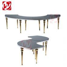 Luxury Golden Wedding Table Wholesale Event Rental Round Half-Moon Shape Stainless Steel Banquet Dining Table thumbnail-4