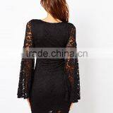 New Fashion Ladies Dress Long Sleeve Evening Dress Sexy Slim Lace Halter Dress thumbnail-3