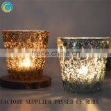 Product Quality Protection Turquoise Mercury-Look Glass Candle Holders Frosted Chevron Glass Cylinder