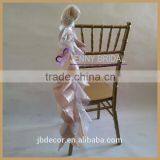 C147B Fancy White Wedding Organza Chair Sash Brooch thumbnail-3