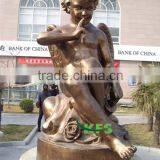 Bronze Bank Outside Put Decent Angel Sculpture thumbnail-1