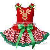 Christmas Red Green Chevron Reversible Petite Pettiskirt Reindeer Party Dress Red Tee thumbnail-1