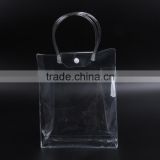 pvc handle bag,clear pvc plastic bag with snap button