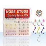 925 Sterling silver gold Nose Jewelry Withcrystals