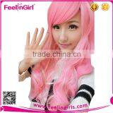 Pink Long Stock Virgin Hair Ombre Synthetic Side Part Lace Front Wigs thumbnail-1