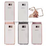 Luxurious Gold Electroplating TPU Clear back case for samsung note 5, soft for samsung galaxy note 5 case TPU
