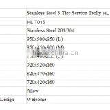 H02 90x60x70cm Heavy Frame Multi-tiers Stainless Steel Guest Room Serving Trolley With Wheels for Hotel Restaurant thumbnail-2