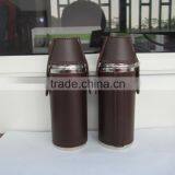 Cylindrical Shape and Suture and Leather Wrapped Bottle and 2 Glasses thumbnail-1