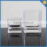 Custom Made Ribbed Pattern Square Shaped Clear Glass Vases for Centerpieces thumbnail-6