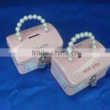 Fashionable Tin Saving Box With Bead Handle