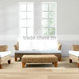 Wooden Rattan Living Room Furniture - Water hyacinth sofa set (Hand woven by wicker)