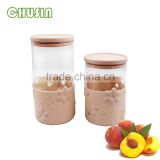 storage jar/candy honey glass jar with silicone/glass jar