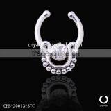 Single Gem Bull Nose Ring Style Indian Style Nose Rings thumbnail-1