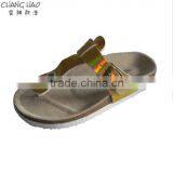 2016 Women Cork Slipper New Design Golden Luster Pinch With Hasps Cheap Fashion Cork Slipper