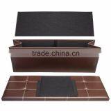 Faux Leather Folding Ottoman Storage Shoe Bench Armless, Chocolate 43.3"x15"x15" thumbnail-5