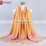 100% Cotton Jacquard Fancy Quality Women Ethnic Shawl Scarf Muslim Preyer Hijab Dress Wraps thumbnail-3