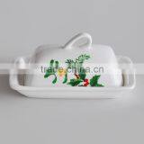 Ceramic Butter Dish With Decal Printing, Porcelain Butter Dish With Lid thumbnail-1