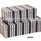 Black and White Bar Code Style Pattern Bone Box Available in All Sizes and Colours thumbnail-1