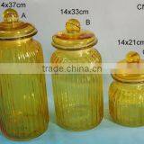 Colored Cereal Storage Yellow Handmade Glass Caandle Jar thumbnail-1