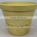 ROUND STACKABLE MUSTARD PU FOAM PLANTER thumbnail-1