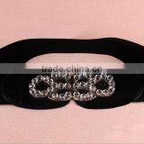 Fashion Rhinestone Paved S Flower Pattern Alloy Buckle Elastic Sex Women Lady Waist Belt thumbnail-3