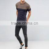 Custom Oversized Short Sleeve Ribbed Cuff And Hem Button Placket Navy Contrast Block Men's 100% Cotton Knit Slim Fit Polo Shirt thumbnail-4