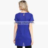 Blue Short Sleeve Tops Maternity Dresses for Office Lady thumbnail-3