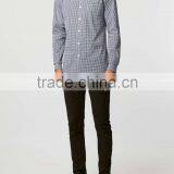 Navy Check Button Down Long Sleeve Smart Shirt thumbnail-4