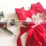 Baby Girls Christmas Red Bubble Infant Baby First Christmas Lace Rompers Clothing thumbnail-3